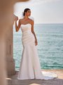 Elegant Strapless Soft Sweetheart Satin Mermaid Drop Waistline Wedding Dress