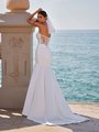 Sexy Open Illusion Back Satin Mermaid Wedding Dress with Lace Appliques and Classic Sweep Train