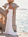 Ruched Bodice Satin Mermaid Wedding Dress with Strapless Soft Sweetheart Neckline