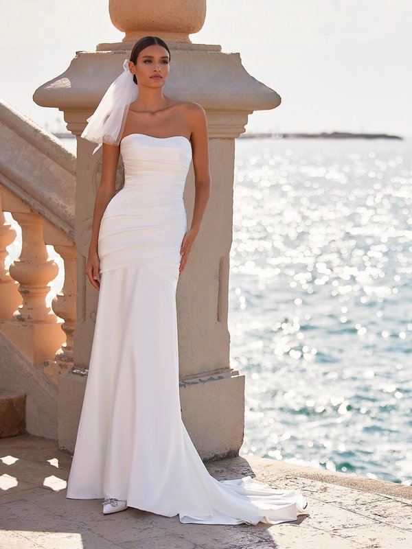 Strapless Sweetheart Satin Mermaid Gown with Illusion Back